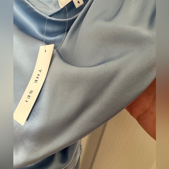 NEW The Sei x revolve Asymmetric Midi Dress in Sky-4 - Picture 6 of 9